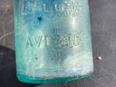 Antique MERRIAM SCHREIBER Aqua Blue Blob Top Brewing Bottle