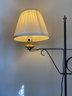 Tri Footed Metal Scroll Design Lamp With Pleated Shade