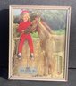Charming Vintage MOBIL Advertising Thermometer With Child On A Hay Bale And Horse