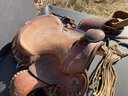 Vintage Tooled Leather Child's Pony Saddle With Stirrups