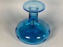 Rare Vintage Blenko Blown Blue Glass Decanter With Flared Mouth