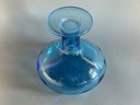 Rare Vintage Blenko Blown Blue Glass Decanter With Flared Mouth