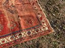 Antique Hand Knotted KAZAK Rug With Low Pile And Tribal Border