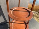 Vintage 3-tier Hardwood Pie Stand With Ball Pediment And Cabriole Feet