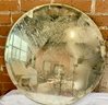 Early 20th Century Large Round Plum Top Mercury Mirror With Beveled Edge