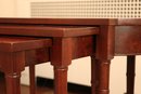 Vintage Baker Furniture Mahogany Nesting Tables With Bamboo Style Turned Tapered Legs