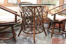 Ficks Reed Vintage Round Glass Bistro Table With Rattan Base And Cane Bent Wood Swivel Club Chairs