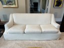A Gorgeous Designer 84' Tight Back 3 Cushion Slope Arm Sofa In Off White