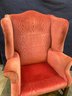Vintage Red Velvet Wing Back Chair