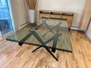 Stunning Extendable Glass Dining Table With Black Metal Base