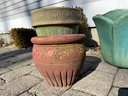 Trio Of Mixed Clay Garden Pots