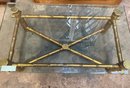Nice Vintage Glass Top Coffee Table With A Gold Painted Stand Resembling Bamboo