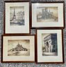 T. Roux Signed Etchings Of Paris Architectural Landmarks (4)