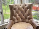 A Pair Of Vintage Tufted Leather Arm Chairs With Nailhead Trim