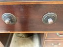 Leather Top Key Hole Desk With 3 Draws Across The Top Drawers Down Each Side  And File Cabinet Build In