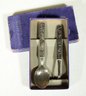 Vintage Swedish Silverplate Baby Silver Spoon & Food Pusher In Box