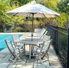 Three Birds Casual Table And Chair Set With Umbrella Base