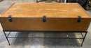 Coffee Table Solid Wood On Metal Base With 2 Drawers And Lid Opes