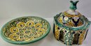 Vintage Handcrafted Moroccan Pottery Bowl And Vase / Candleholder