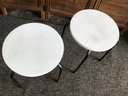 White Solid Wooden Top Stools/side Tables With Iron Legs