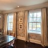A Pair Of Luxurious Cream And Taupe Satin Silk Draperies - Dining Room