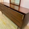 Mid-century Modern (1950s) 9-drawer Walnut Dresser With Mirror, Attr. Johnson Carper
