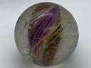LARGE 1 7/8' Antique 19th Century German Hand-blown Swirl Marble With Multi-colored Core