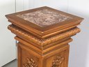 Fabulous Tall Carved Pedestal / Cabinet With Marble - Multiple Uses - Great Decorator Piece - Nice Condition