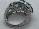 Fine Sterling Silver Sky Blue Topaz Ring With White Topaz Accents