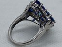 Large Light And Dark Blue Topaz Encrusted Sterling Silver Ring