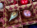 Christmas Box Of Ornaments, Large Round Try & 4 Holiday Mugs