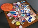 Big Lot Of OVER 50 Vintage Pins / Pin Back Buttons - Political - Fishing - WW2 - GREAT LOT - All For One Bid !