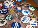 Big Lot Of OVER 50 Vintage Pins / Pin Back Buttons - Political - Fishing - WW2 - GREAT LOT - All For One Bid !