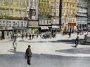 Franz Xaver Weidinger (1890-1972  Austria) Print Of Linz Main Square, Signed