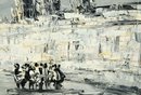 Morris Katz Monochromatic Acrylic On Board Painting Of Israel - Listed Artist