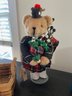 Christmas Decor Platter, Bagpiper Bear, Baskets & Collector Glass Santa