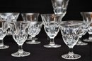 Set Of 20 Daum France Cut Crystal Starburst Bell Goblets, Cordial, And Champagne Glasses