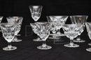 Set Of 20 Daum France Cut Crystal Starburst Bell Goblets, Cordial, And Champagne Glasses