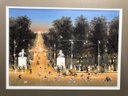Michel Delacroix Framed, Matted, & Signed Print - French Street Scene Of Bicycles