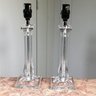 Pair Brand New Lucite Accent / Boudoir Lamps With White Drum Shades - Paid $69.99 Each - Never Used WOW !