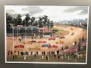 Michel Delacroix Framed, Matted, & Signed Print - Automobile Club Of France Race Scene
