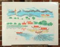 Vintage Expressionist Chinese Watercolor Painting By Doris Carter