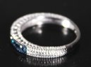 Sterling Silver Band Ring Having Genuine Blue Diamonds Size 7