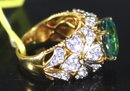 Large Ladies Gold Over Sterling Silver Cocktail Dinner Ring Tourmaline Stone Size 7