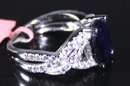 Sterling Silver Ladies Ring Never Worn Blue Sapphire And White Sapphires Size 7