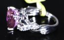 Sterling Silver Ladies Ring Pink Heart Gemstone & White Stones Size 7