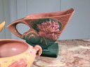 Three (3) Beautiful Pieces Of Vintage ROSEVILLE POTTERY Including - Water Lily - Carnelian & Wincraft Patterns