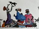 Lucy M. Wiles (1918-2008 South Africa) 3 Paneled Folk Frieze Print, Signed