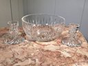 Fabulous Vintage WATERFORD Cut Crystal Fruit Bowl And Candle Holders - Beautiful Pieces - Very Nice !