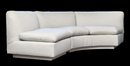 Cream And Blue Curved Four Piece Contemporary Modern Sectional